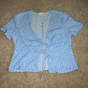 Pacsun L.A. Hearts Blue Floral Double Tie-Front Crop Top